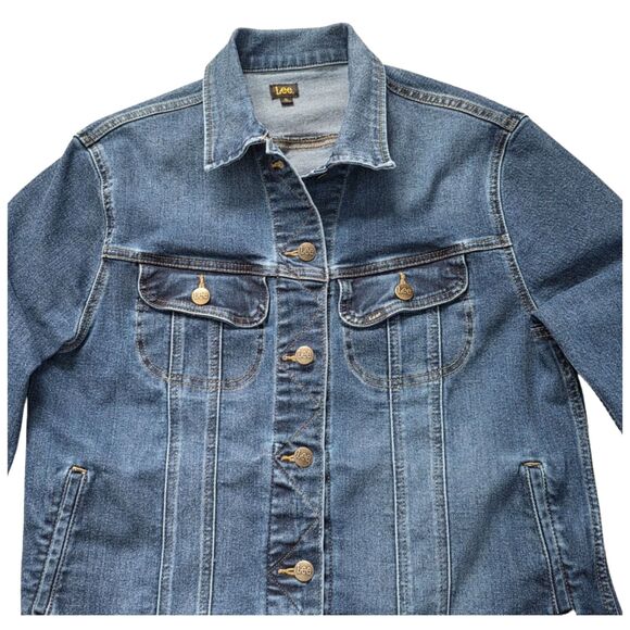 Lee Men’s Denim Trucker Jacket Western Classic Blue Jean Coat Cowboy Rugged - Picture 4 of 7